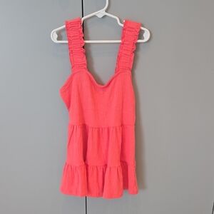 Altar'd State Coral Ruffle-Strap Tiered Tank